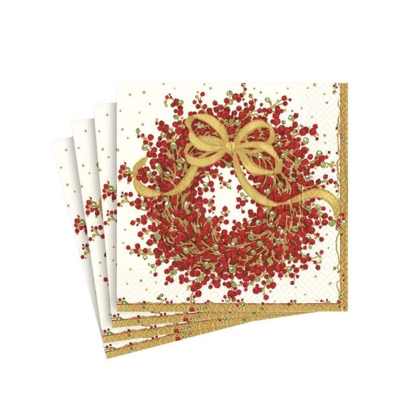 Caspari Entertaining Pepper Berry Cocktail Napkins, Red, 20-Pack - Image 1